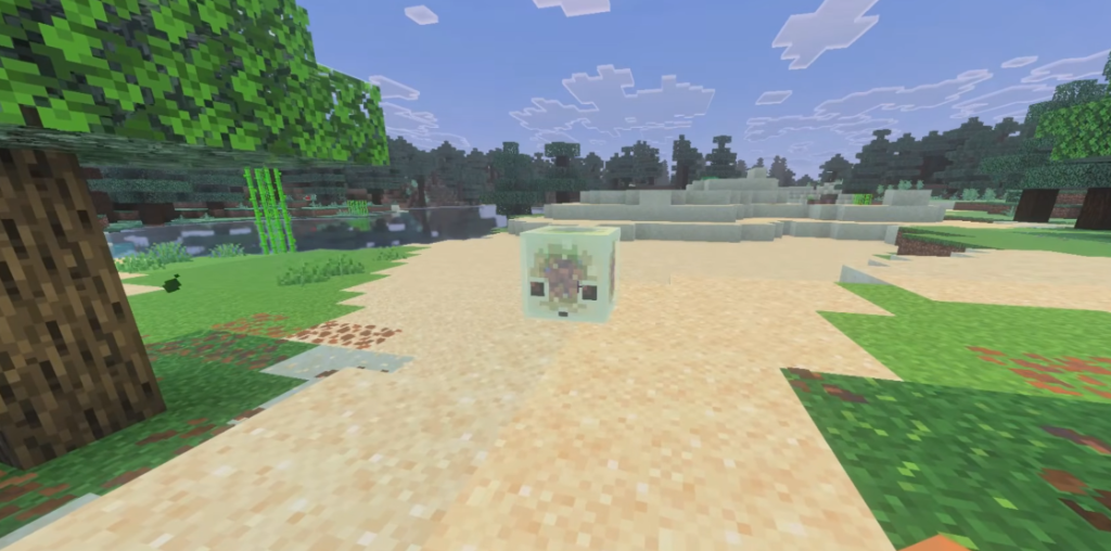New Sulfur Cube placed on sand
