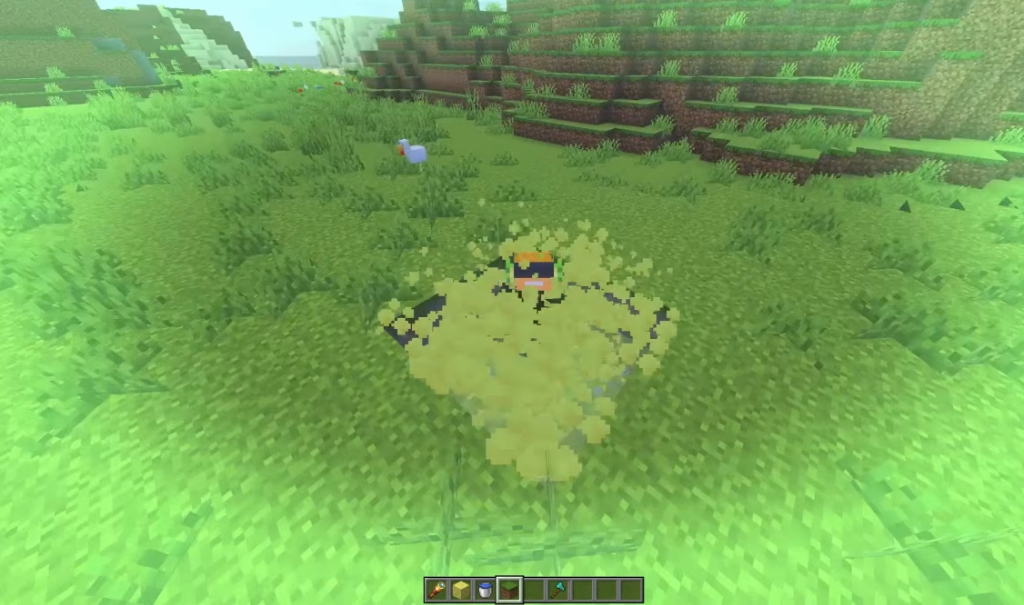 Dense yellow sulfur smoke particle effect from a Geyser