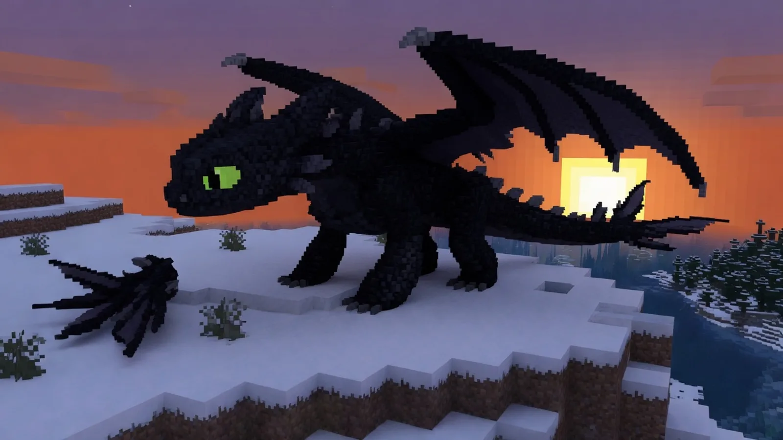 Book of Dragons Night Fury on a snowy cliff roost beside a Viking anvil