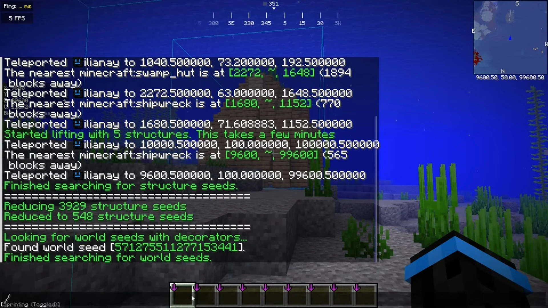 SeedcrackerX chat: Found world seed after lifting five structures