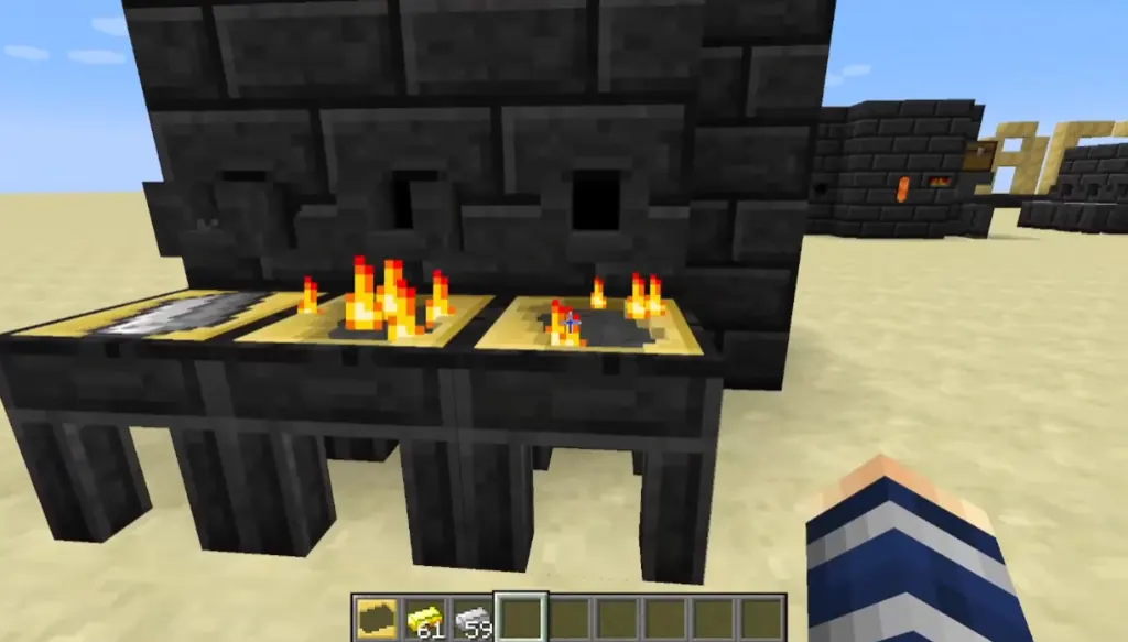 Tinkers' Construct gold ingot cast cooling molten metal on a casting table